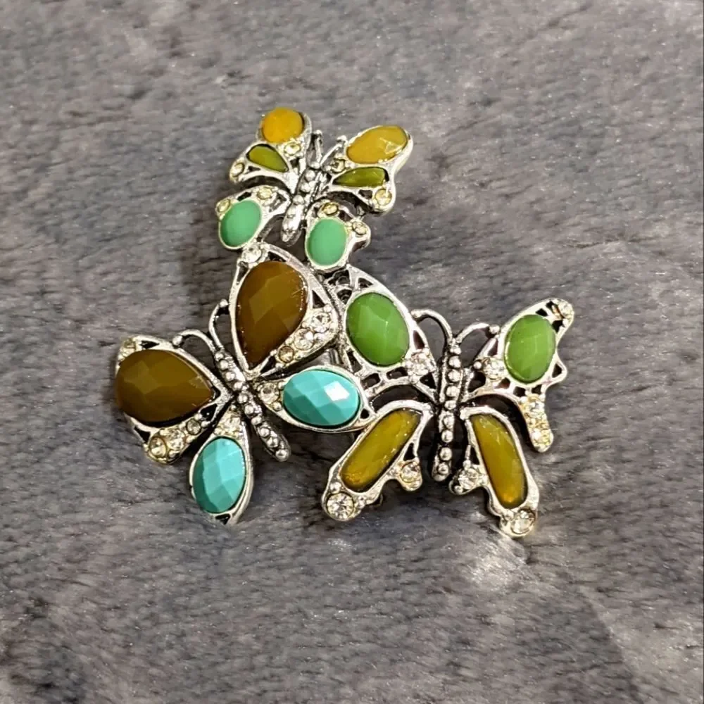 Vintage 90's MONET Three Butterfly Brooche